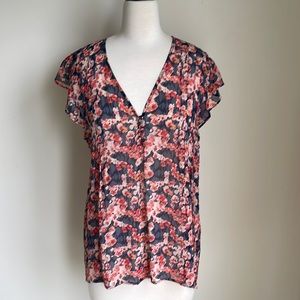 Joie Silk floral print chiffon top size medium